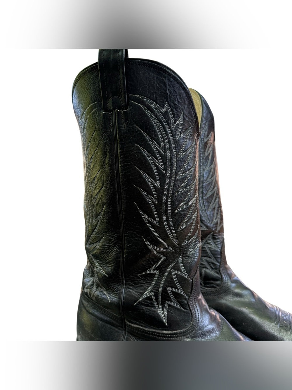 Nocona Mens Black Leather Cowboy Boots Size 13 E Western - Picture 2 of 16